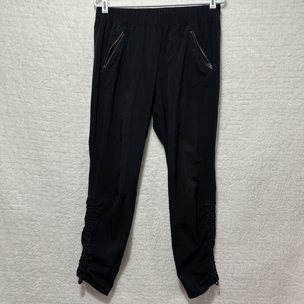 Athleta Women's Cropped Joggers Black Zipper Front Pockets & Adjustable Length 8